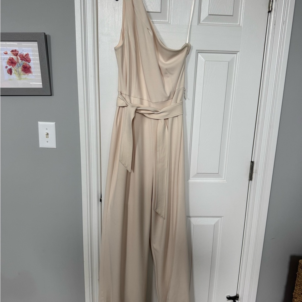 ANTONIO MELANI One-Shoulder Jumpsuit in Soft Nude
